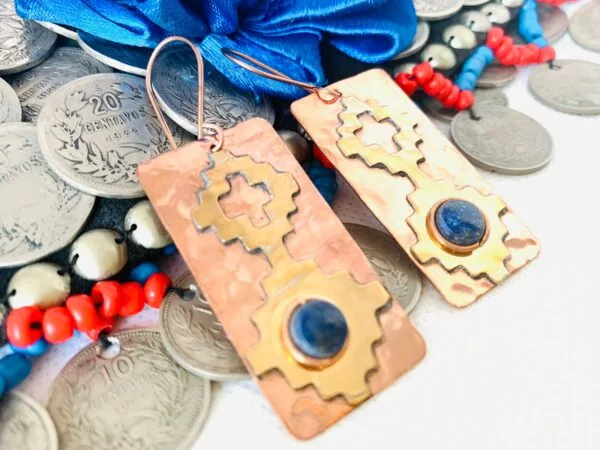 Aros Chakana Lapislazuli Cobre y Bronce